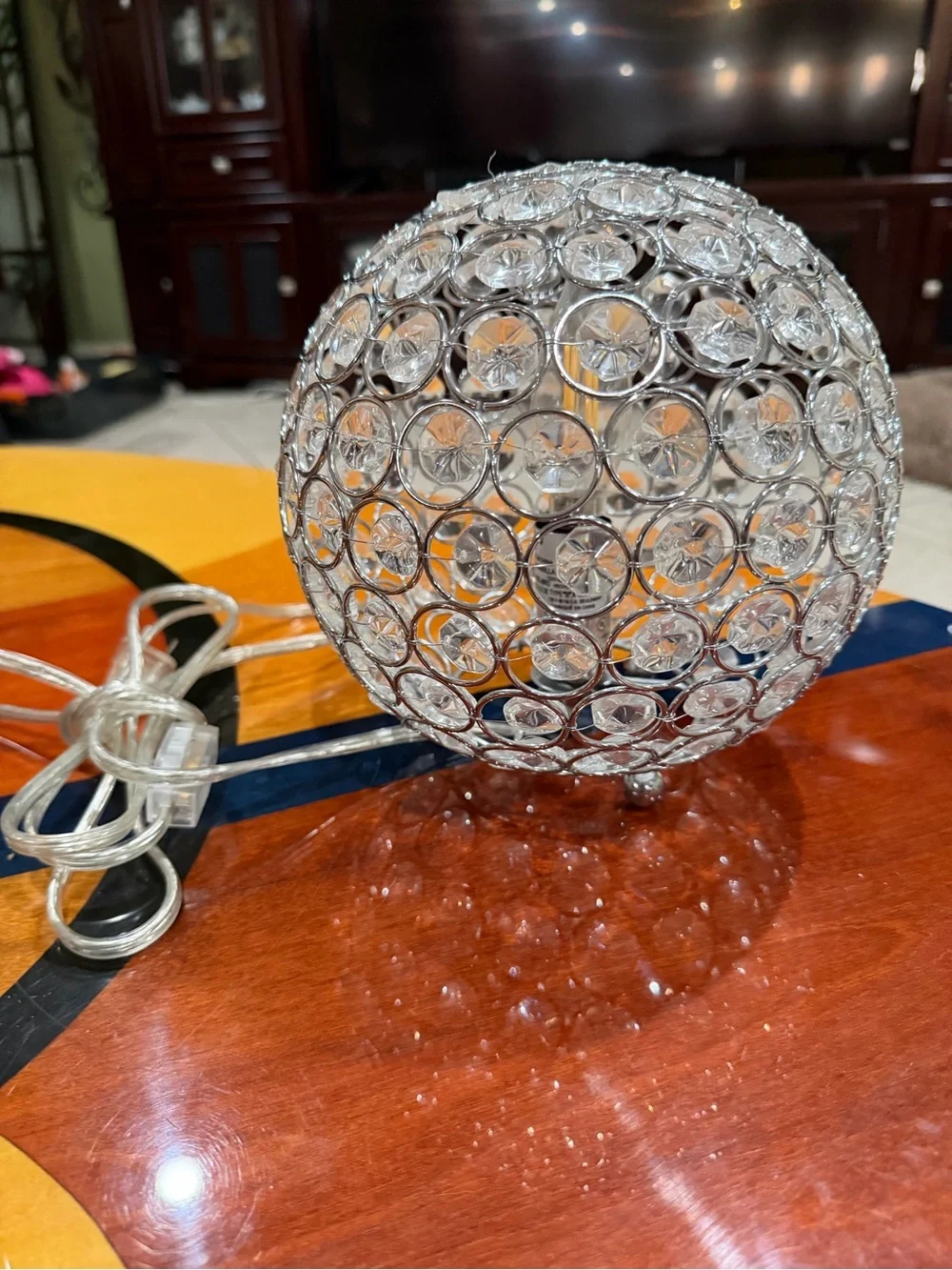 Crystal Globe Table Lamp - Clear / Silver Decorative Light